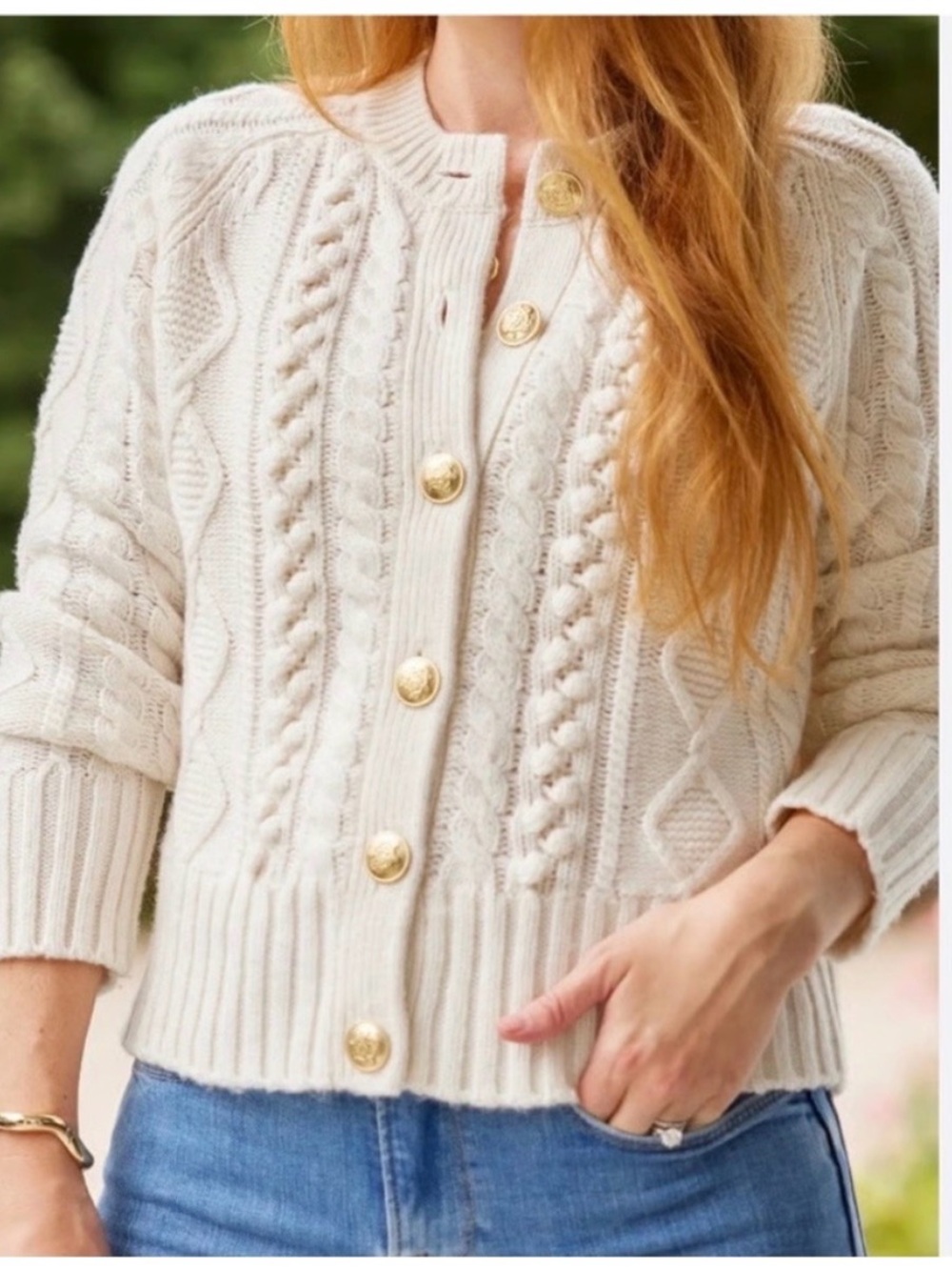NWT J Crew Cream Cable Knit Cardigan